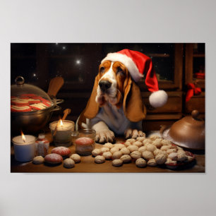 Weihnachtskekse im Basset Hound Feiertag Poster