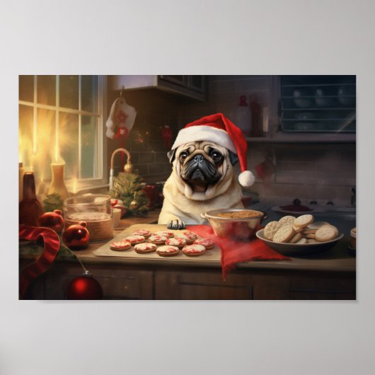 Weihnachtskekse im Mops Feiertag Poster (Vorne)