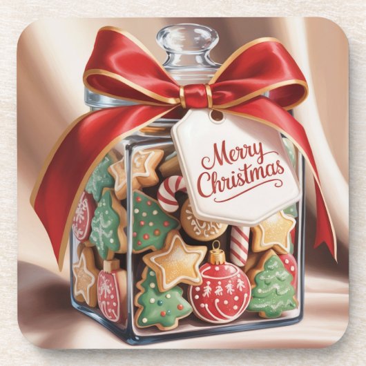 Weihnachtskekse Jar Plastic Untersetzer Set (Vorderseite)