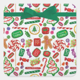 Weihnachtskekse-Kartenumschlag Quadratischer Aufkleber