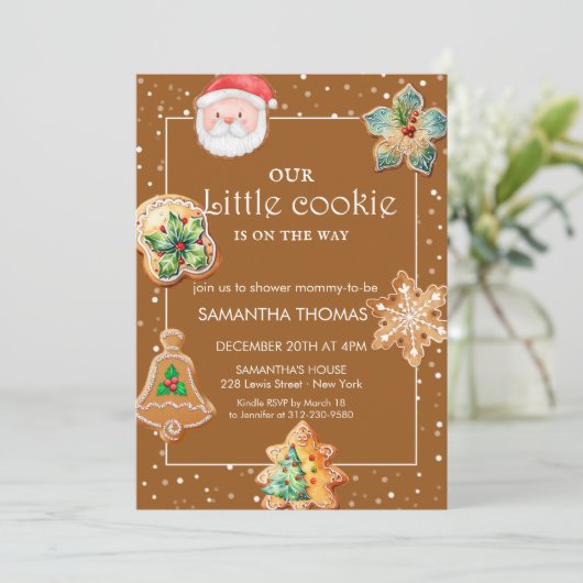 Weihnachtskekse Kinderdusche Einladung (Stehend Vorderseite)