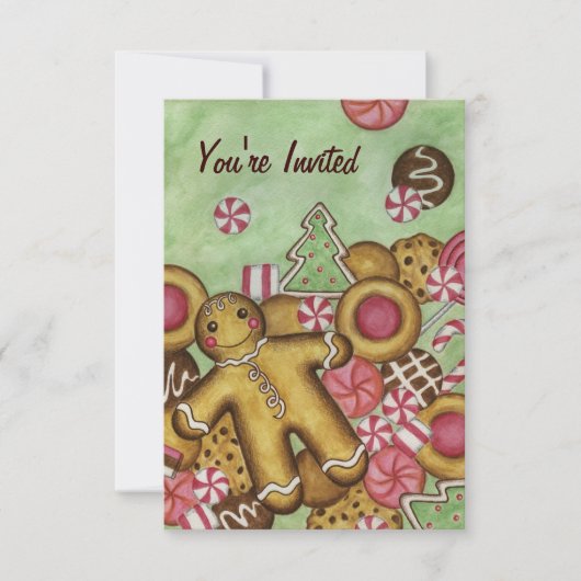 Weihnachtskekse Lebkuchen Einladungen (Vorderseite)