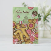Weihnachtskekse Lebkuchen Einladungen (Stehend Vorderseite)