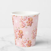 Weihnachtskekse Lebkuchen Mann Rosa Weihnachten Pappbecher (Vorderseite)