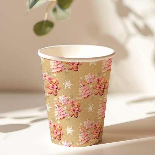 Weihnachtskekse Lebkuchen Mann Rosa Weihnachten Pappbecher