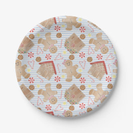 Weihnachtskekse mit Blue Stripe Paper Tellern Pappteller