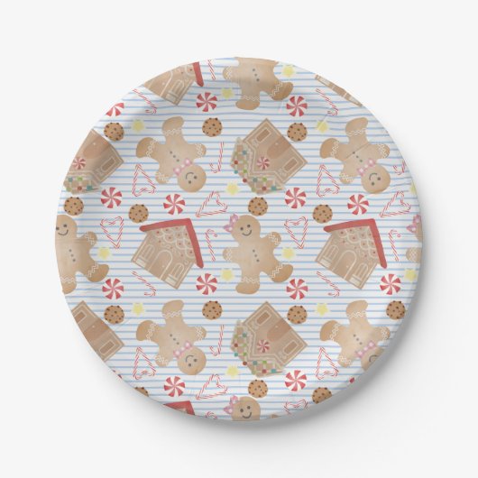 Weihnachtskekse mit Blue Stripe Paper Tellern Pappteller (Vorderseite)