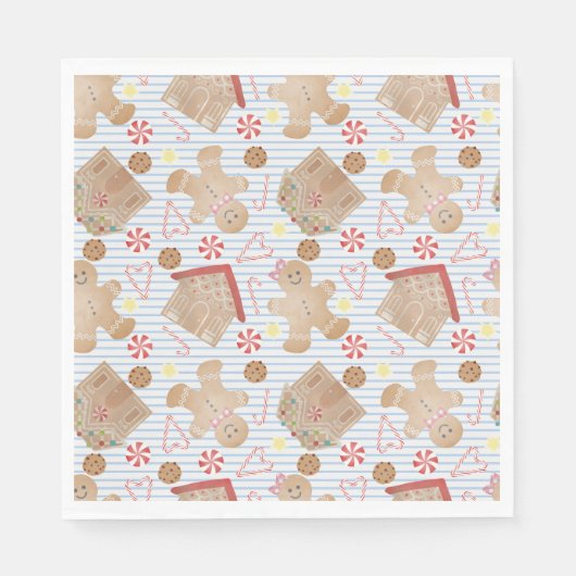 Weihnachtskekse mit Blue Stripe Paper Tellern Serviette (Vorderseite)