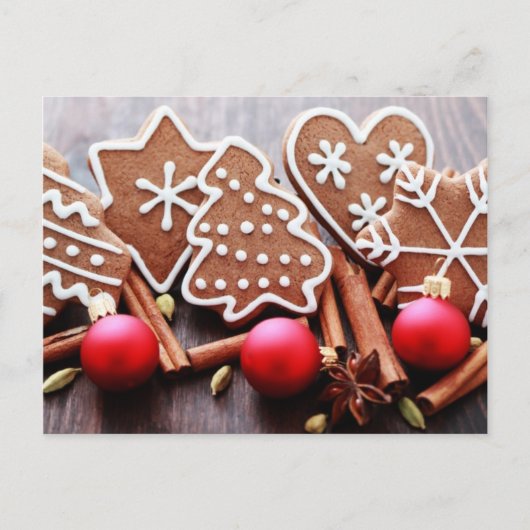 Weihnachtskekse mit Gewürzen - Weihnachtszeit Feiertagspostkarte (Vorderseite)