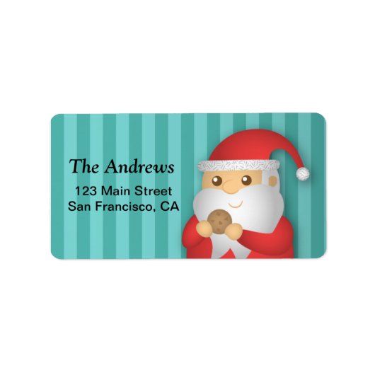 Weihnachtskekse mit Niedlichem Weihnachtsmann zu W Adressaufkleber (Vorne)