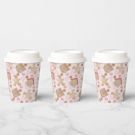 Weihnachtskekse mit Pink Stripe Paper Cups Pappbecher