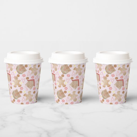 Weihnachtskekse mit Pink Stripe Paper Cups Pappbecher (Multi)