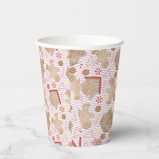 Weihnachtskekse mit Pink Stripe Paper Cups Pappbecher (Rechts)