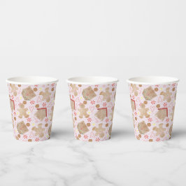 Weihnachtskekse mit Pink Stripe Paper Cups Pappbecher