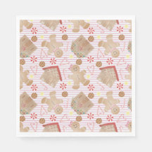 Weihnachtskekse mit rosa Streifen Papier Napkin