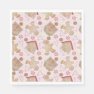Weihnachtskekse mit rosa Streifen Papier Napkin Serviette