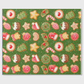 Weihnachtskekse mit Schneehintergrund Geschenkpapier (Flach)