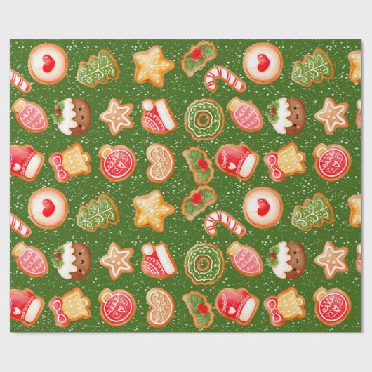 Weihnachtskekse mit Schneehintergrund Geschenkpapier (Flach)