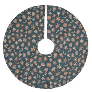 Weihnachtskekse Muster Grün Polyester Weihnachtsbaumdecke