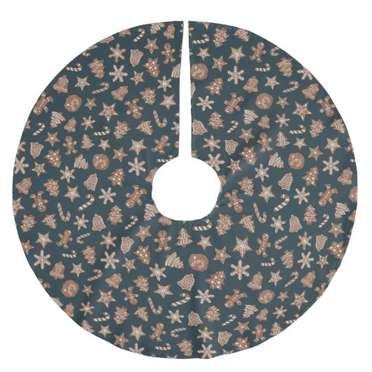 Weihnachtskekse Muster Grün Polyester Weihnachtsbaumdecke (Vorderseite)