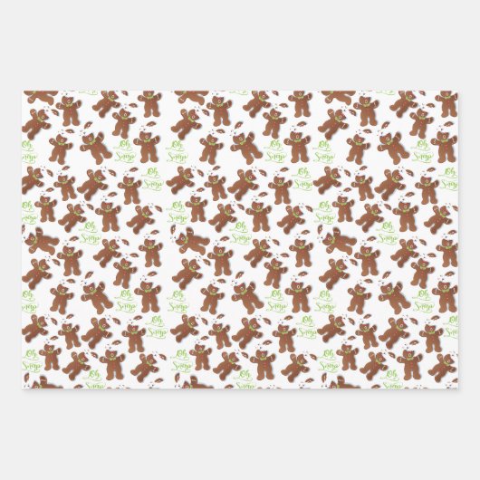Weihnachtskekse Oh Snap Gingerbread Mann Muster Geschenkpapier Set (Vorderseite 3)