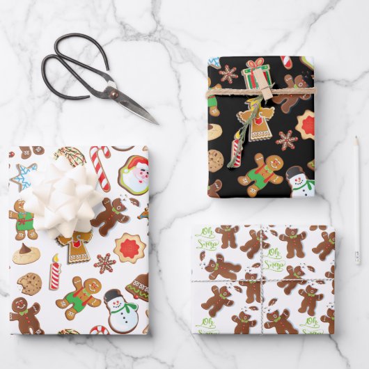 Weihnachtskekse Oh Snap Gingerbread Mann Muster Geschenkpapier Set (Vorderseite)