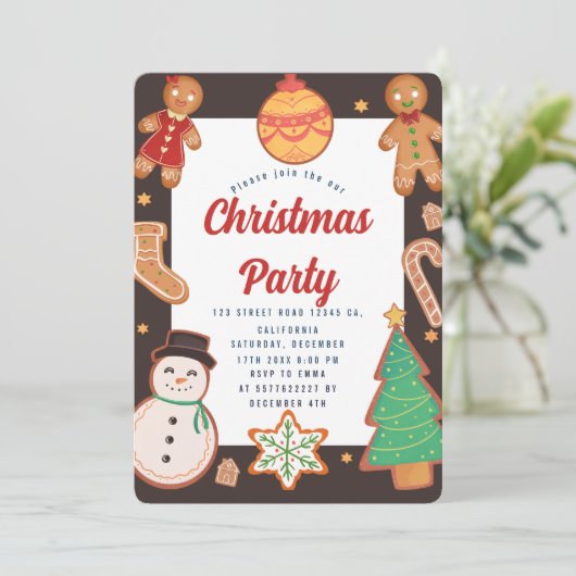 Weihnachtskekse-Party Einladung (Stehend Vorderseite)