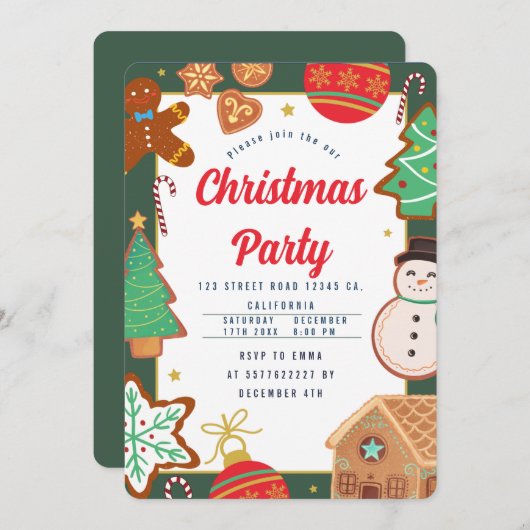 Weihnachtskekse-Party Einladung (Vorne/Hinten)