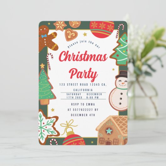 Weihnachtskekse-Party Einladung (Stehend Vorderseite)