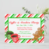 Weihnachtskekse Party Lebkuchen Männer Streifen Einladung (Stehend Vorderseite)