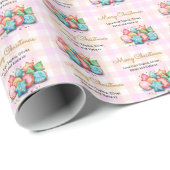 Weihnachtskekse Pink Gingham Individuelle Name Geschenkpapier (Rolleneckpunkt)