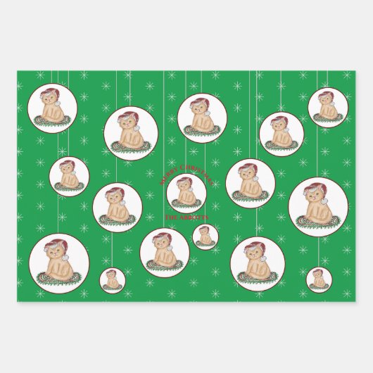 Weihnachtskekse Poinsettia Katze Geschenkpapier Set (Vorderseite 3)