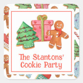 Weihnachtskekse Quadratischer Aufkleber (Vorderseite)