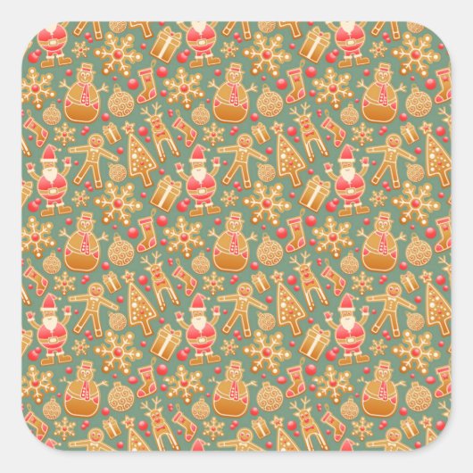 Weihnachtskekse Quadratischer Aufkleber (Vorderseite)