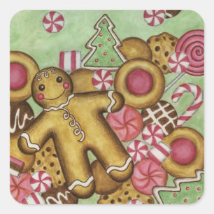 Weihnachtskekse Quadratischer Aufkleber