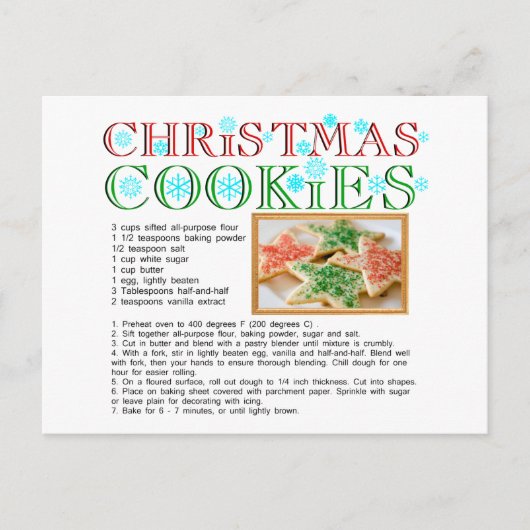 Weihnachtskekse Rezept Postkarte (Vorderseite)