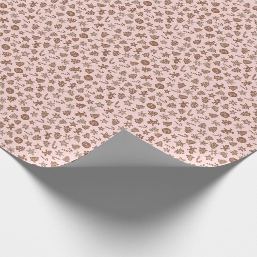 Weihnachtskekse Rosa Muster Geschenkpapier (Ecke)
