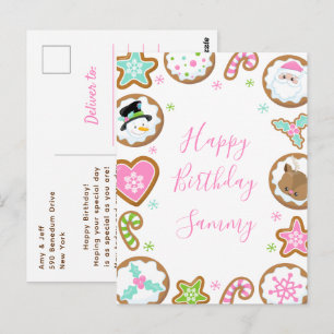 Weihnachtskekse Rosa und Grün Alles Gute zum Gebur Postkarte