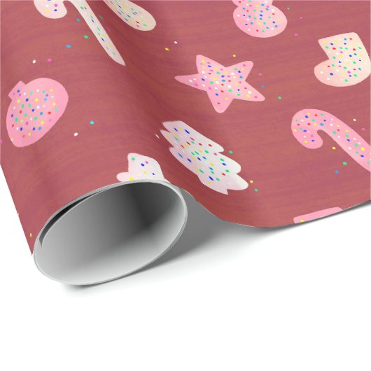Weihnachtskekse Rot Geschenkpapier (Rolleneckpunkt)