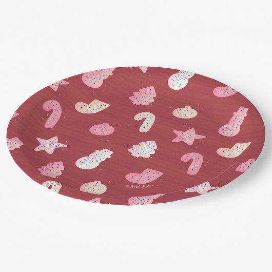 Weihnachtskekse Rote Papierplatte Pappteller (Schrägansicht)