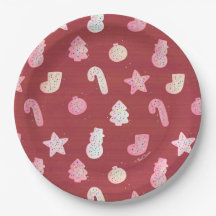 Weihnachtskekse Rote Papierplatte