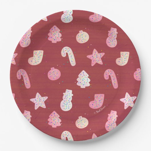 Weihnachtskekse Rote Papierplatte Pappteller (Vorderseite)