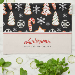 Weihnachtskekse Schneeflocken Monogramm Geschirrtuch