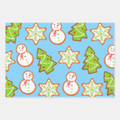 Weihnachtskekse Snowman Tree Star Muster Geschenkpapier Set (Vorderseite 3)