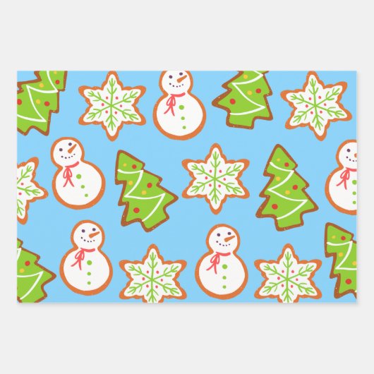 Weihnachtskekse Snowman Tree Star Muster Geschenkpapier Set (Vorderseite 3)