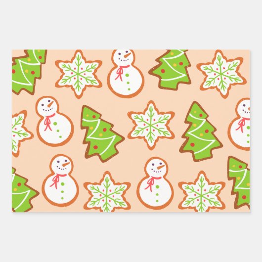 Weihnachtskekse Snowman Tree Star Muster Geschenkpapier Set (Vorderseite 2)