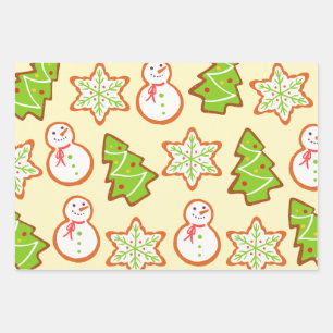 Weihnachtskekse Snowman Tree Star Muster Geschenkpapier Set