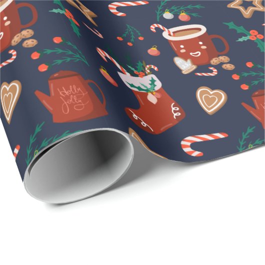Weihnachtskekse, Strumpf, Candy Canes Geschenkpapier (Rolleneckpunkt)