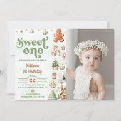 Weihnachtskekse Süß 1. Geburtstag Foto Einladung (Vorderseite)