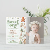 Weihnachtskekse Süß 1. Geburtstag Foto Einladung (Stehend Vorderseite)